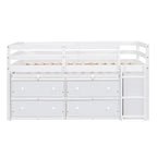 Letto a soppalco singolo con scrivania estraibile e 4 cassetti contenitori