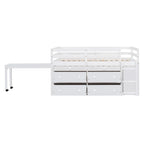 Letto a soppalco singolo con scrivania estraibile e 4 cassetti contenitori