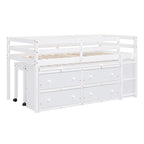 Letto a soppalco singolo con scrivania estraibile e 4 cassetti contenitori