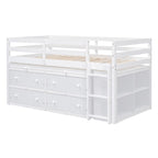 Letto a soppalco singolo con scrivania estraibile e 4 cassetti contenitori