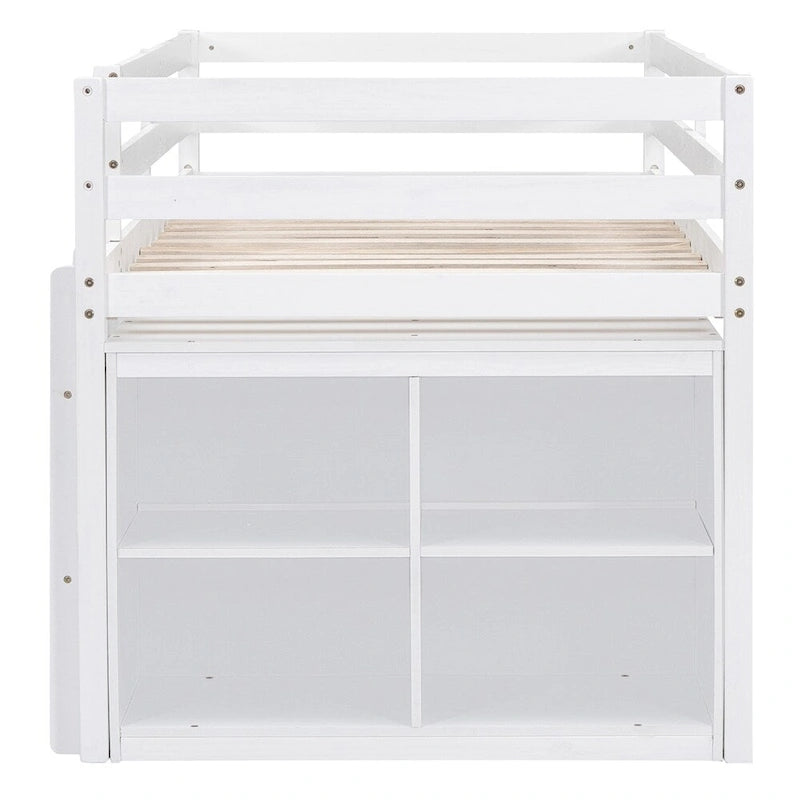 Letto a soppalco singolo con scrivania estraibile e 4 cassetti contenitori