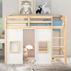 Letto a soppalco singolo con armadio integrato e 2 finestre
