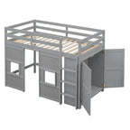 Letto a soppalco singolo con armadio integrato e 2 finestre