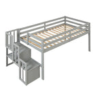 Letto a soppalco singolo con scala e contenitore