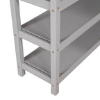 Gray Solid Wood Loft Bed with Integrated Desk, Storage Shelves, and Stable Guardrails