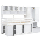 Twin Size Wood Loft Bed with Under-bed Desk and Drawers