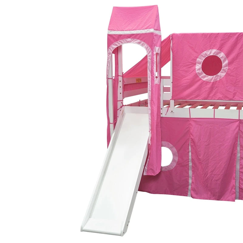 Letto a soppalco singolo/matrimoniale con tenda e torre
