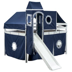 Letto a soppalco singolo/matrimoniale con tenda e torre