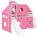 Letto a soppalco singolo/matrimoniale con tenda e torre
