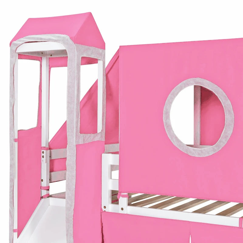 Letto a soppalco singolo/matrimoniale con tenda e torre