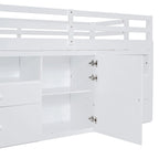 Twin Size Loft Bed with 4 Drawers,Underneath Cabinet and Shelves
