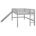 Letto a soppalco basso a grandezza naturale con scivolo e scaletta per bambini