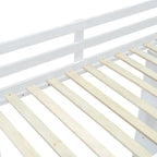 Letto a soppalco full size con mensole, scrivania e luce LED