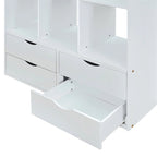 Letto a soppalco singolo con mensole, scrivania e luce LED