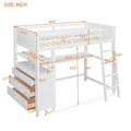 White Twin Solid Wood Loft Bed with Drawers Chest, Desk, Shelves