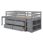 Letto a soppalco singolo con scrivania estraibile e 4 cassetti contenitori