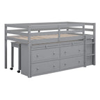 Letto a soppalco singolo con scrivania estraibile e 4 cassetti contenitori