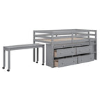 Letto a soppalco singolo con scrivania estraibile e 4 cassetti contenitori