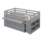 Letto a soppalco singolo con scrivania estraibile e 4 cassetti contenitori