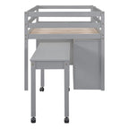Letto a soppalco singolo con scrivania estraibile e 4 cassetti contenitori