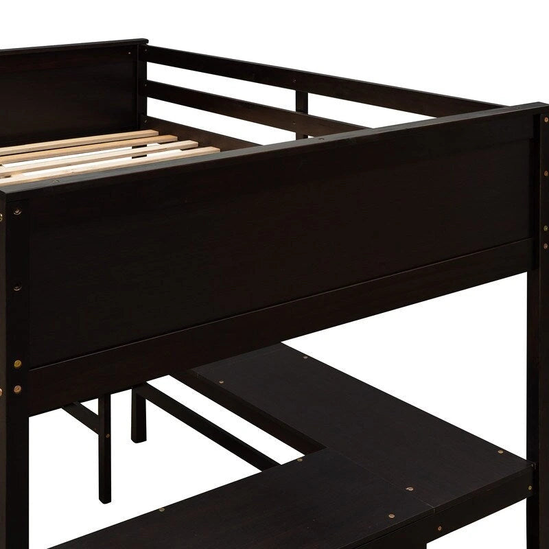 Letto a soppalco a una piazza e mezza con mensole e scrivania