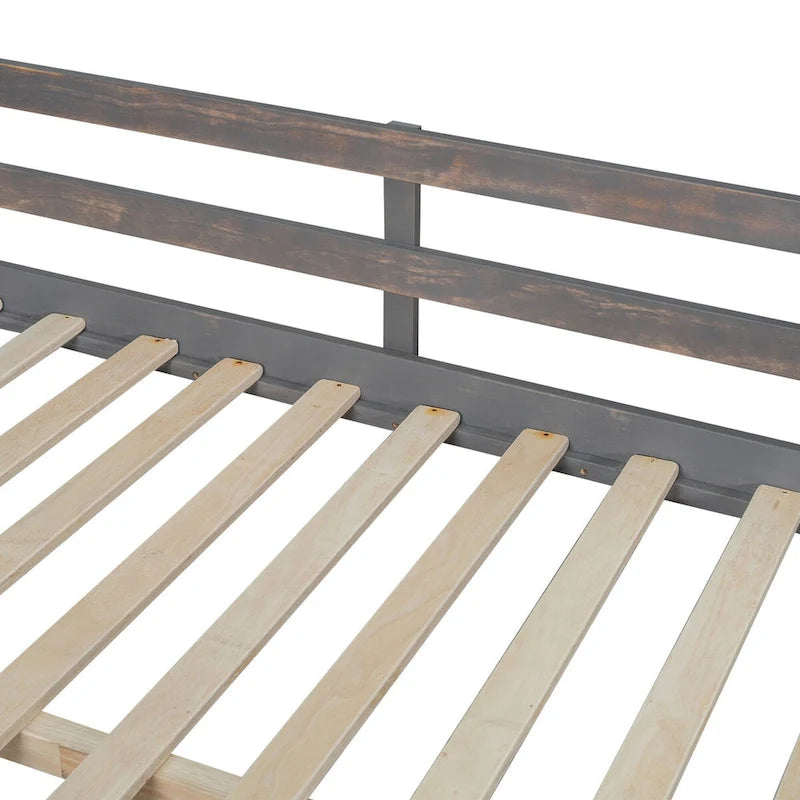 Loft Bed with U-shaped Desk, Drawers and Storage Shelves,Full/Twin Size