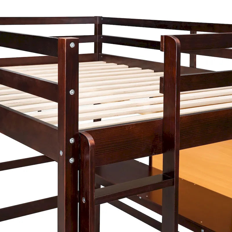 Letto a soppalco matrimoniale con scrivania e lavagna