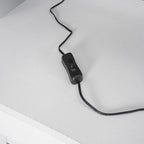 Letto a soppalco matrimoniale/full size con scrivania, mensole portaoggetti, cassetti, luce LED e stazione di ricarica – Bianco