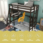 Struttura letto a soppalco singolo con scrivania e scaletta integrate