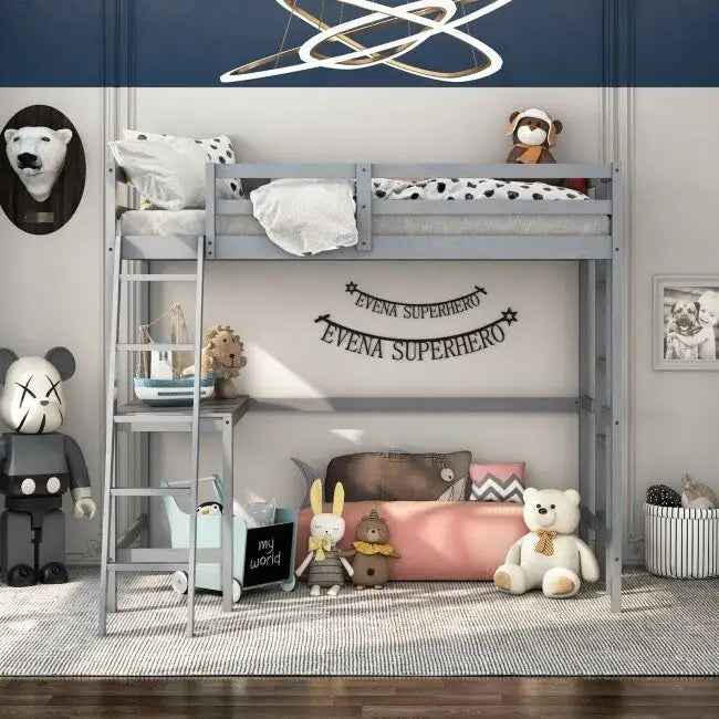 Struttura letto a soppalco singolo con scrivania e scaletta integrate